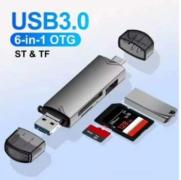 6 az 1-ben USB 3.0 kártyaolvasó