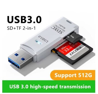 2 az 1-ben USB 3.0 Kártyaolvasó